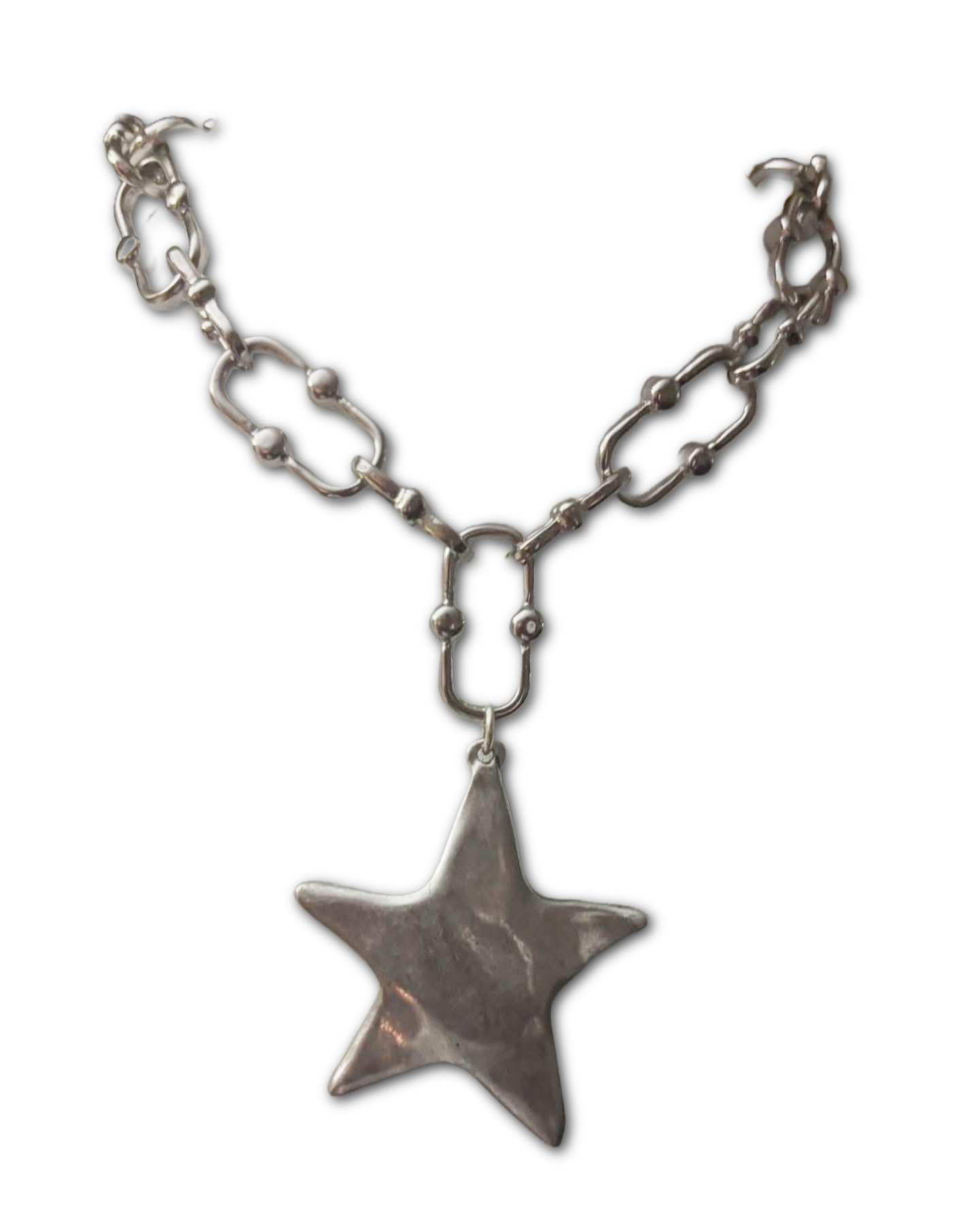 Silver Hammered Star Necklace