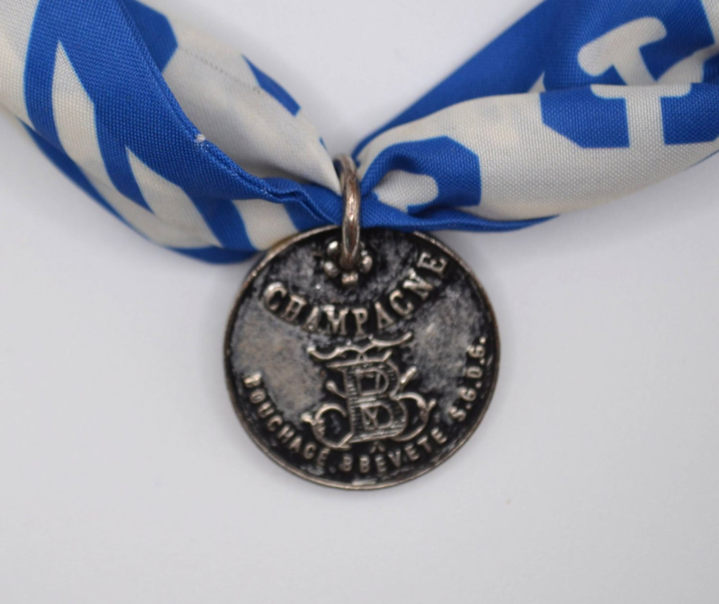 Silver Coin and Blue Scarf Necklace