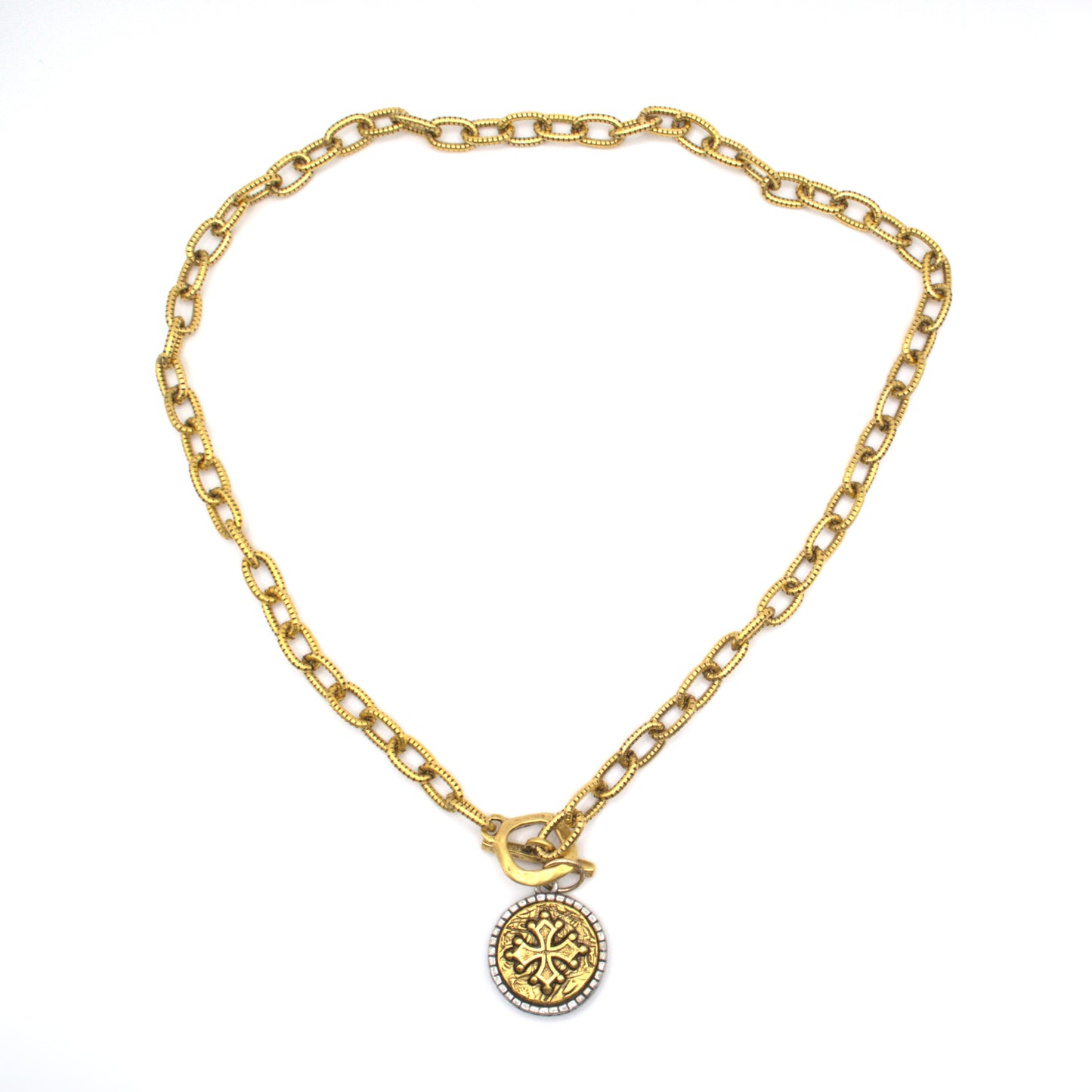 Gold Embellished Cross Chain Necklace