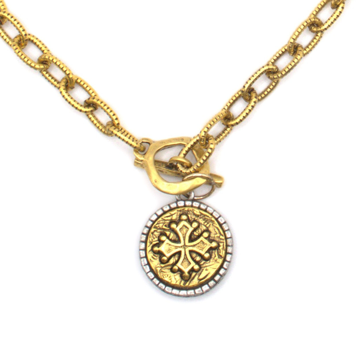 Gold Embellished Cross Chain Necklace