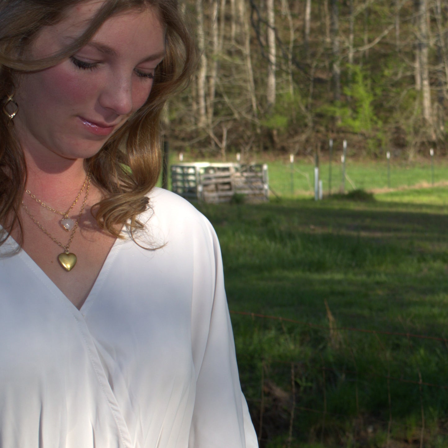 Gold Double Chained Heart Necklace