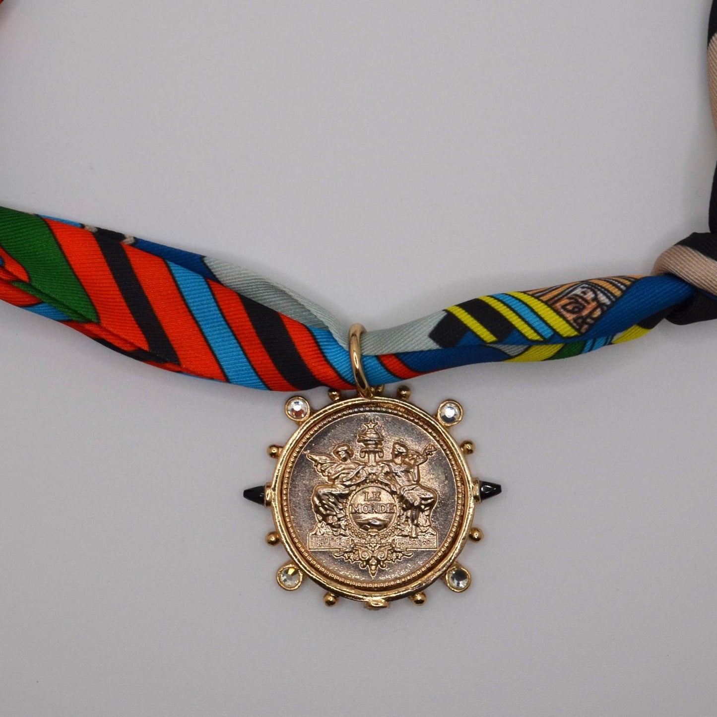 French Le Monde Coin Necklace