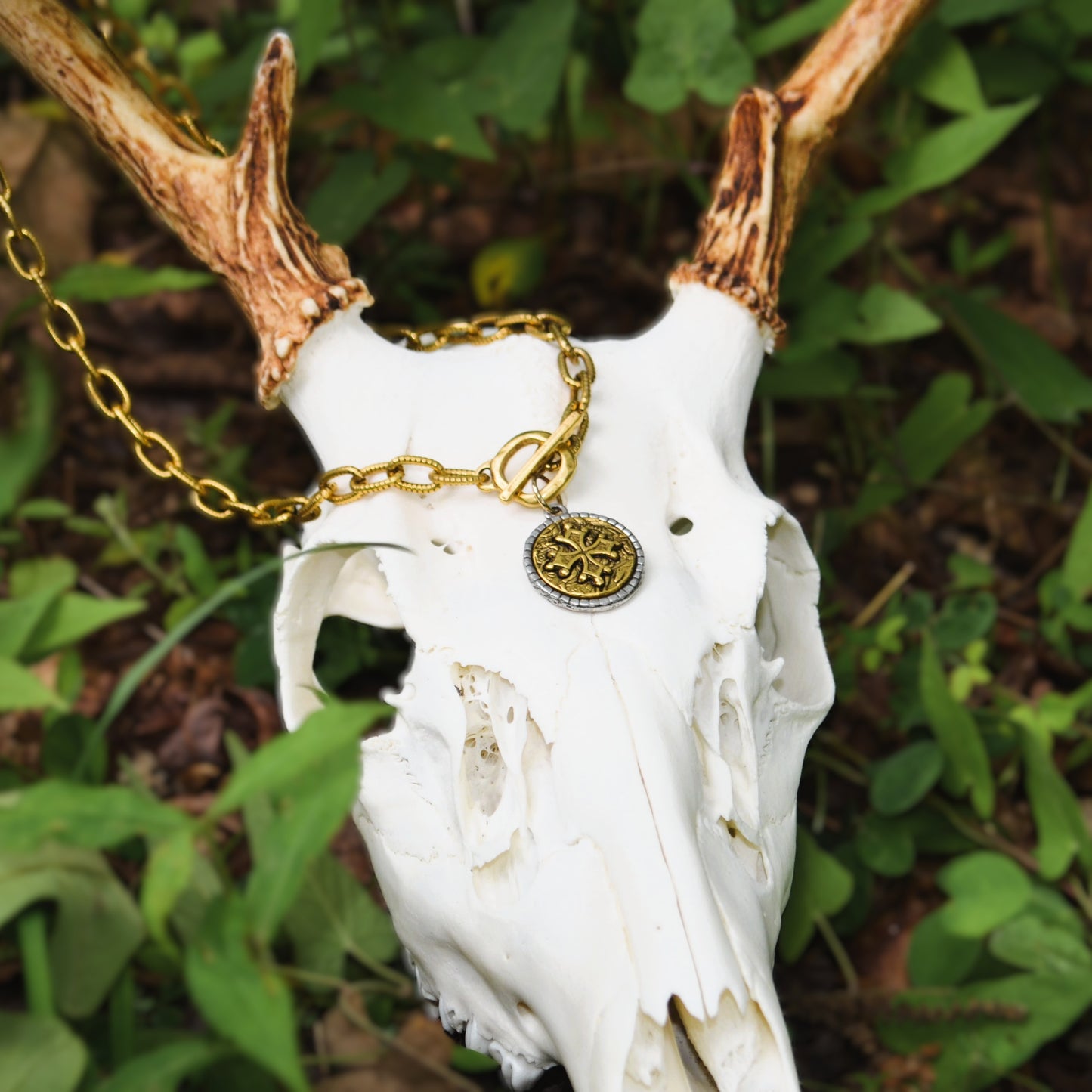 Gold Embellished Cross Chain Necklace