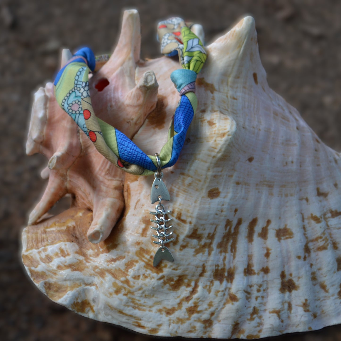 Seaside Fish Scarf Necklace