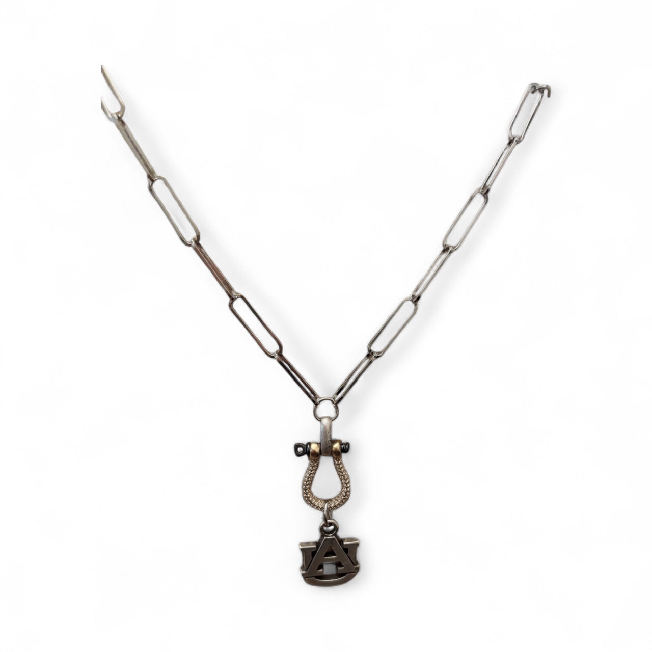 Auburn Sterling pendant with paper clip chain