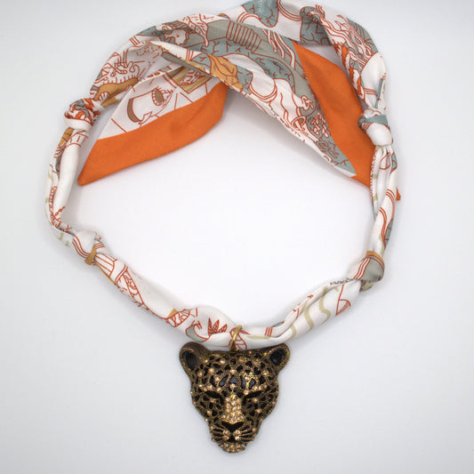 Scarf Cheetah Pendant Necklace